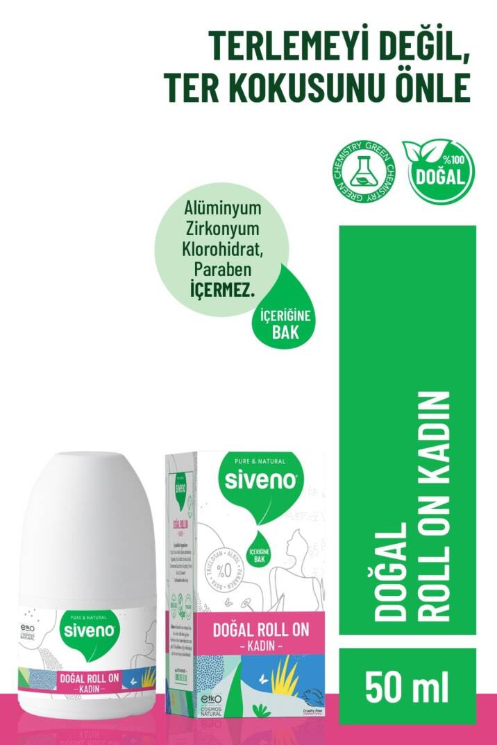 Siveno Roll On Kadın Deodorant Ter Kokusu Önleyici Bitkisel Leke Bırakmayan Vegan 50 ml - 3