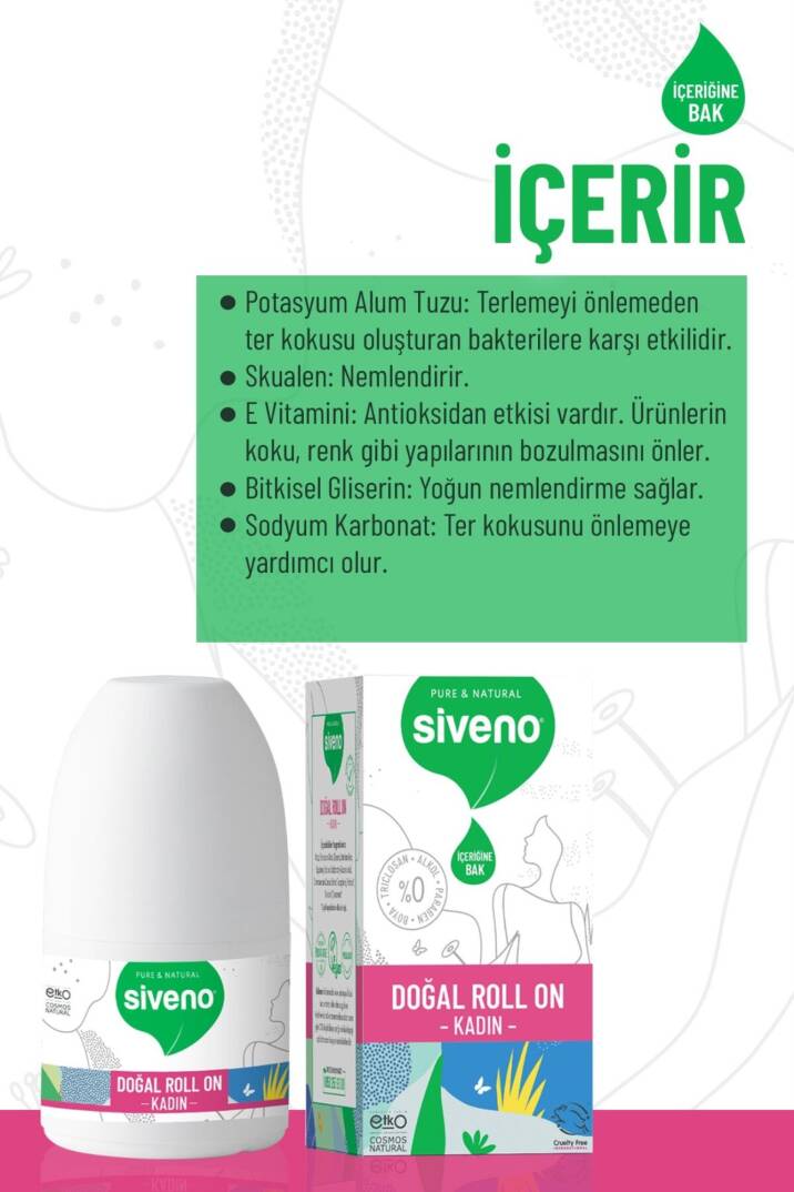 Siveno Roll On Kadın Deodorant Ter Kokusu Önleyici Bitkisel Leke Bırakmayan Vegan 50 ml - 6