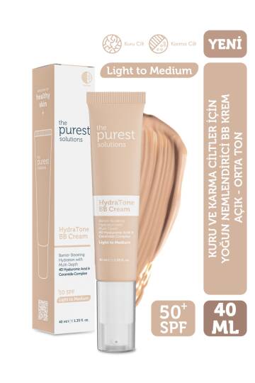 The Purest Solutions Kuru ve Karma Ciltler İçin Yoğun Nemlendirici BB Krem SPF 50+ 40 ml - Açık-Orta Ton - 1