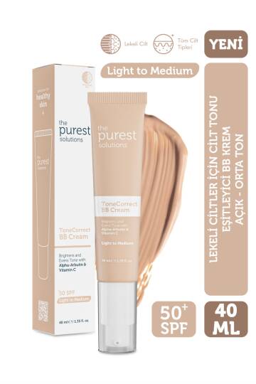 The Purest Solutions Lekeli Ciltler İçin Cilt Tonu Eşitleyici BB Krem SPF50+ 40 ml Light to Medium - 1