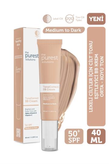 The Purest Solutions Lekeli Ciltler İçin Cilt Tonu Eşitleyici BB Krem SPF50+ 40 ml Orta-Koyu Ton - 1