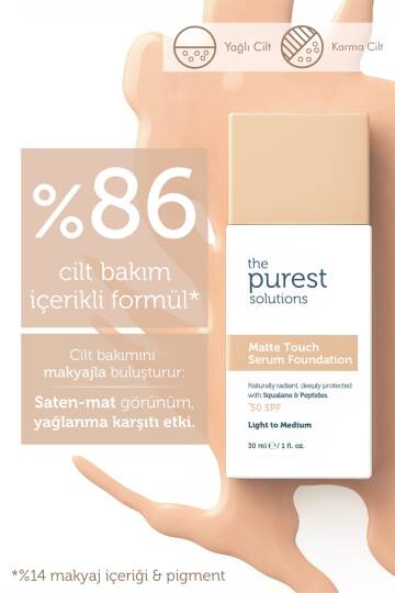 The Purest Solutions Matte Touch Sebum Dengeleyici ve Matlaştırıcı Serum Fondöten SPF50+ 30 ml - Açık-Orta Ton - 3