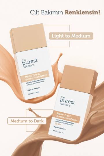 The Purest Solutions Matte Touch Sebum Dengeleyici ve Matlaştırıcı Serum Fondöten SPF50+ 30 ml - Açık-Orta Ton - 6