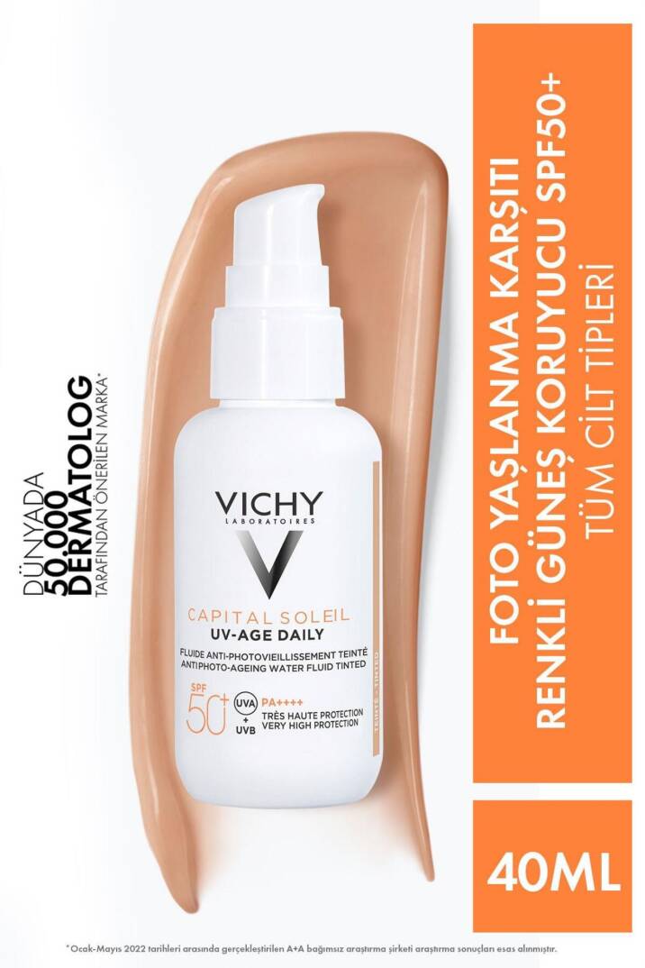 Vichy Capital Soleil Uv Age Daily Foto Yaşlanma Karşıtı Renkli Spf50+ Güneş Koruyucu Krem - 1