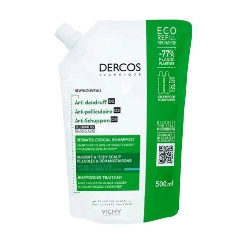 Vichy Dercos Anti-dandruff Kepek Karşıtı Şampuan, Normal & Yağlı Saçlar, Yeniden Dolum Paketi 500 Ml - 1