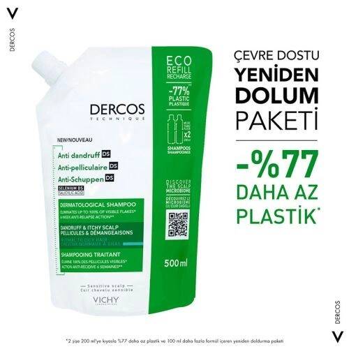 Vichy Dercos Anti-dandruff Kepek Karşıtı Şampuan, Normal & Yağlı Saçlar, Yeniden Dolum Paketi 500 Ml - 2