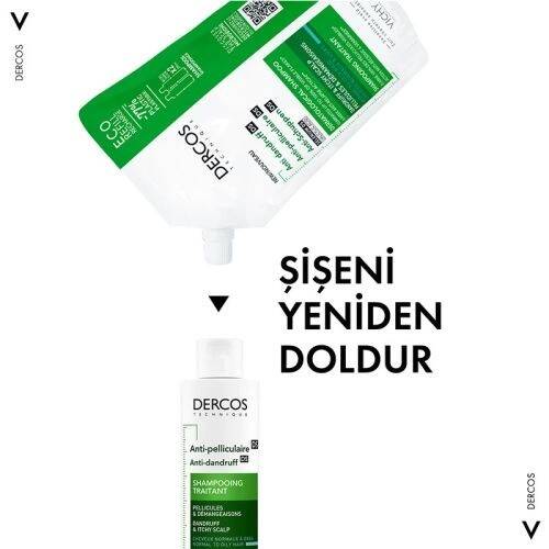 Vichy Dercos Anti-dandruff Kepek Karşıtı Şampuan, Normal & Yağlı Saçlar, Yeniden Dolum Paketi 500 Ml - 3