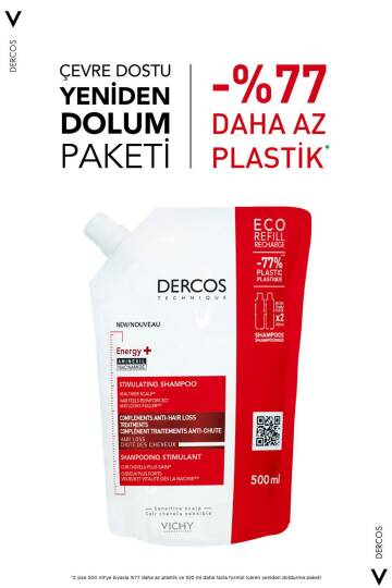 Vichy Dercos Energy+ Saç Dökülmesi Karşıtı Şampuan - 500 ML Yeniden Dolum Paketi - 4