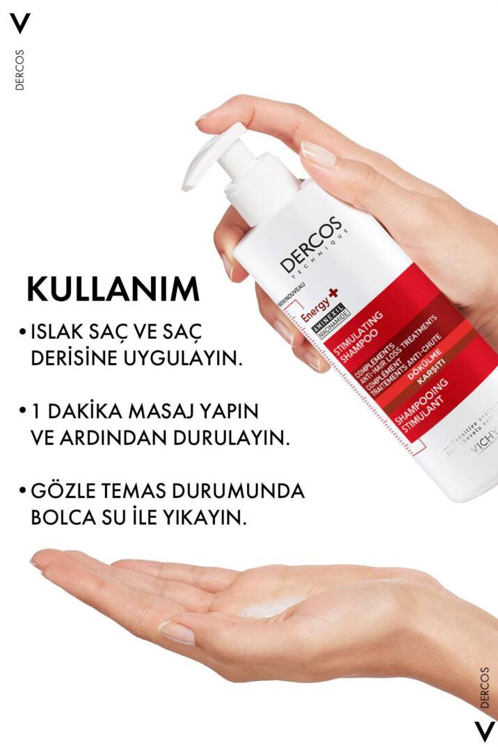 Vichy Dercos Energy+ Saç Dökülmesi Karşıtı Şampuan - 500 ML Yeniden Dolum Paketi - 5