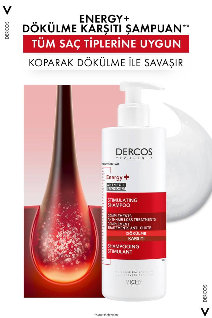 Vichy Dercos Energy+ Saç Dökülmesi Karşıtı Şampuan - 500 ML Yeniden Dolum Paketi - 7