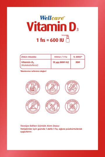 Wellcare Vitamin D3 Sprey 600 IU 30 ml - 2