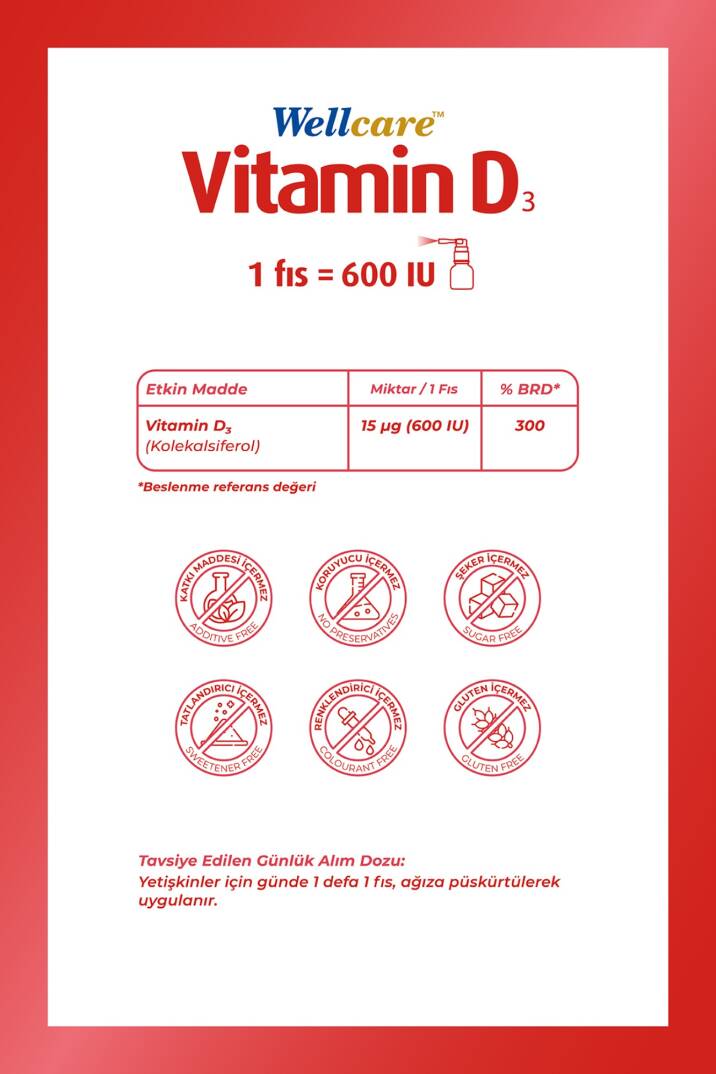 Wellcare Vitamin D3 Sprey 600 IU 30 ml - 2
