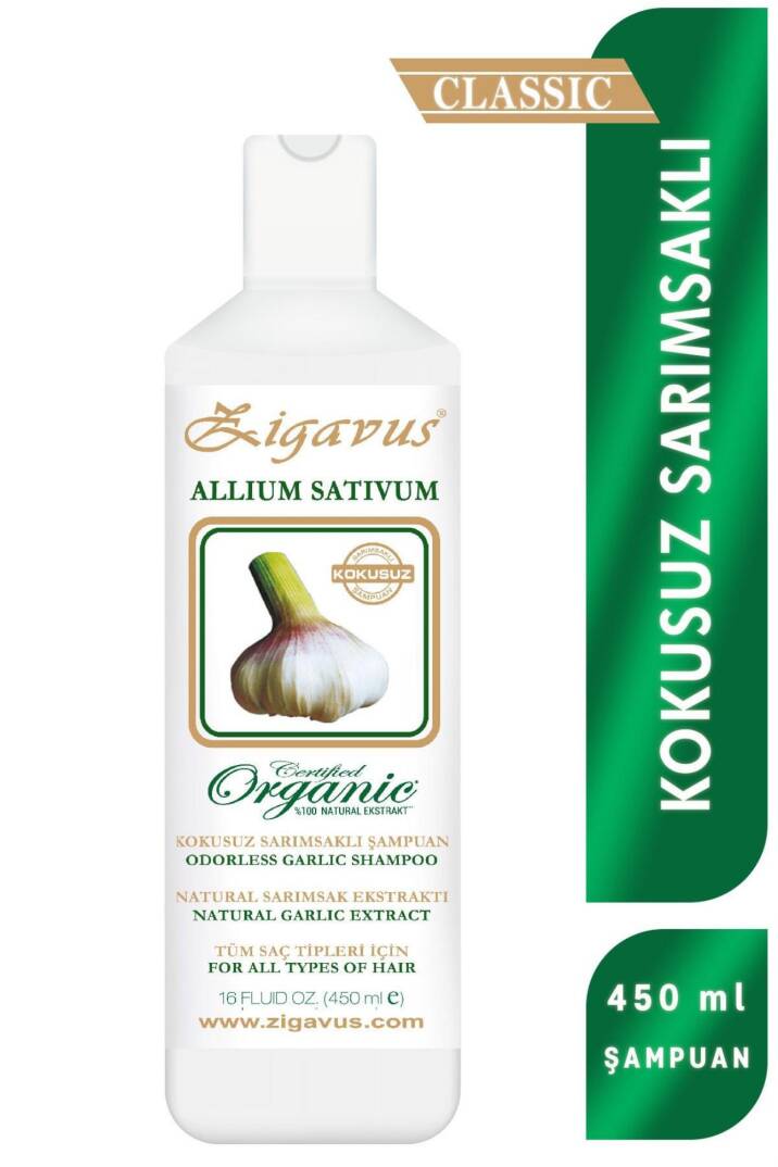 Zigavus Klasik Saç Dökülmelerine Karşı Kokusuz Sarımsaklı Şampuan 450 ml - 1